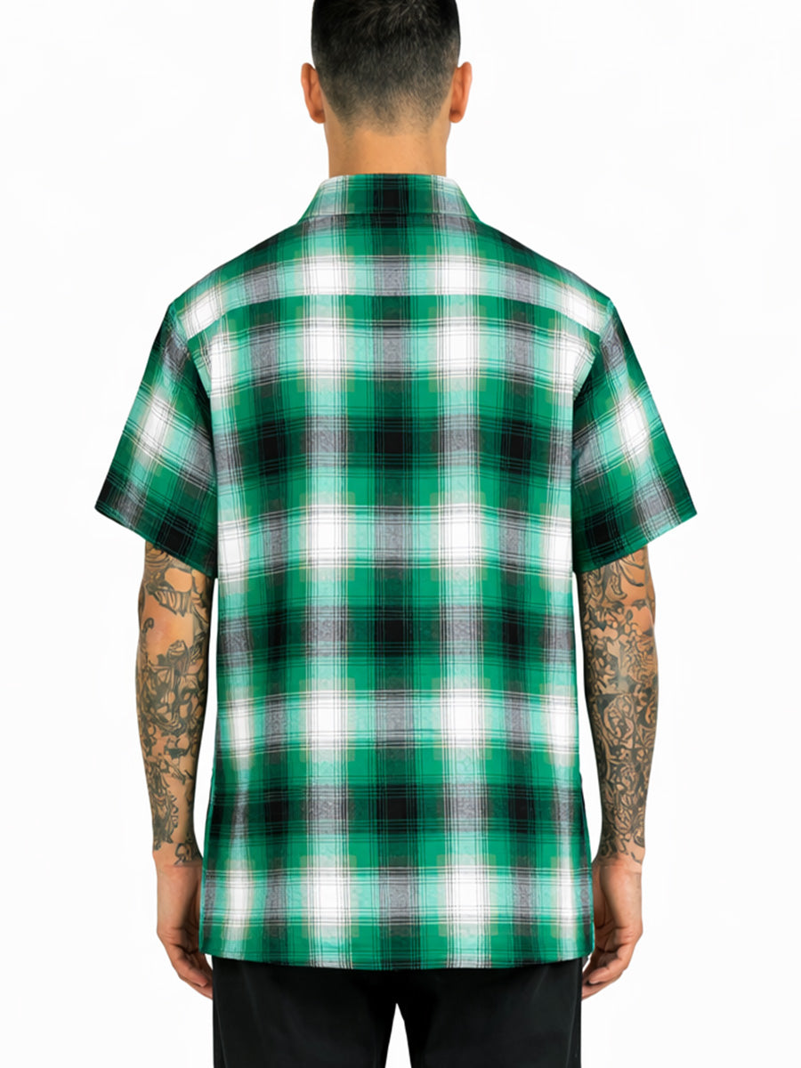 Mens Town Checker Short Sleeve Flannel Shirt