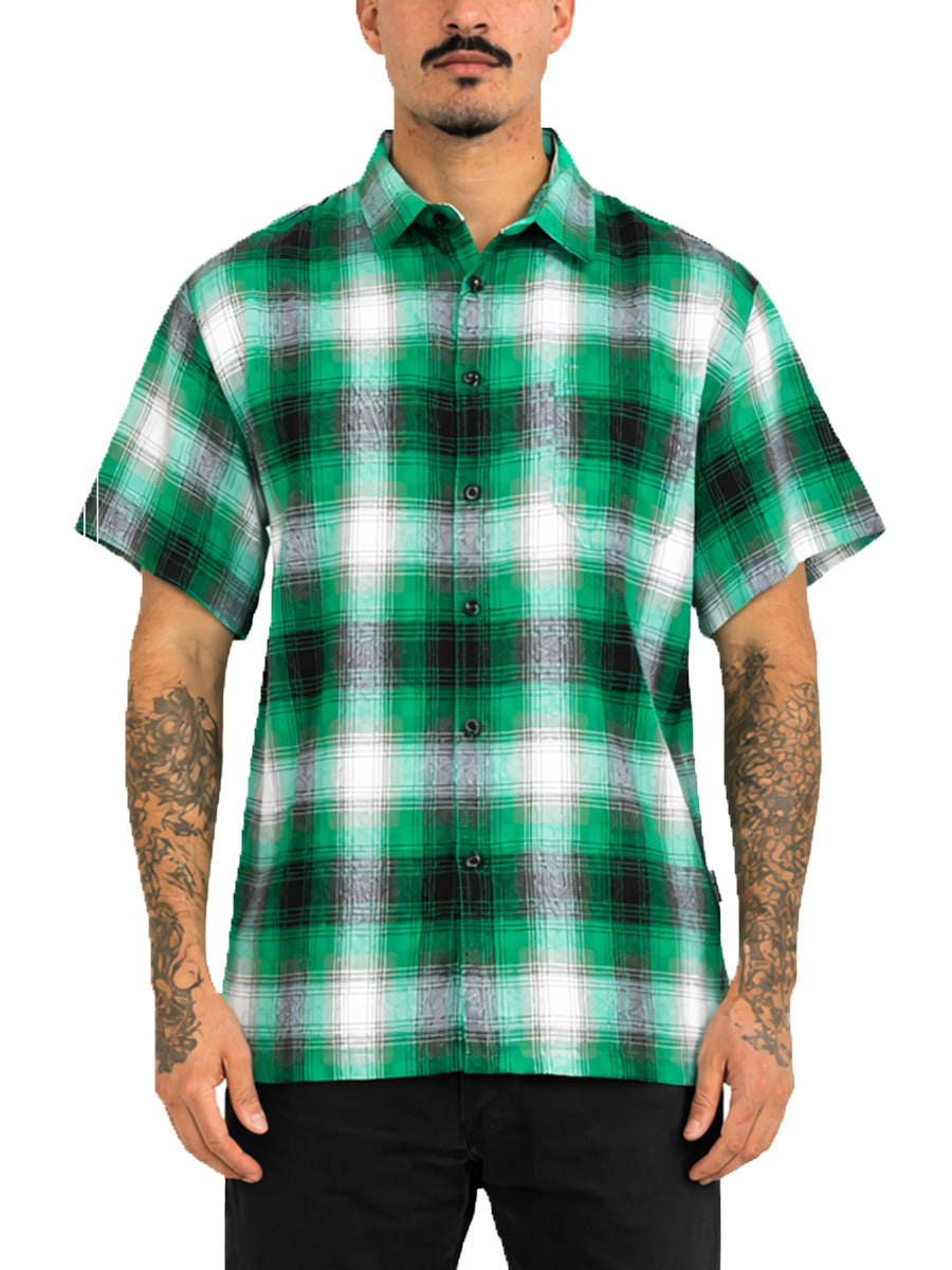 Mens Town Checker Short Sleeve Flannel Shirt