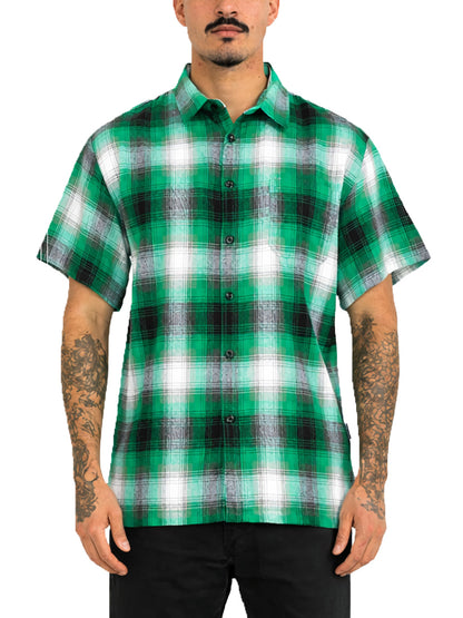 Mens Town Checker Short Sleeve Flannel Shirt