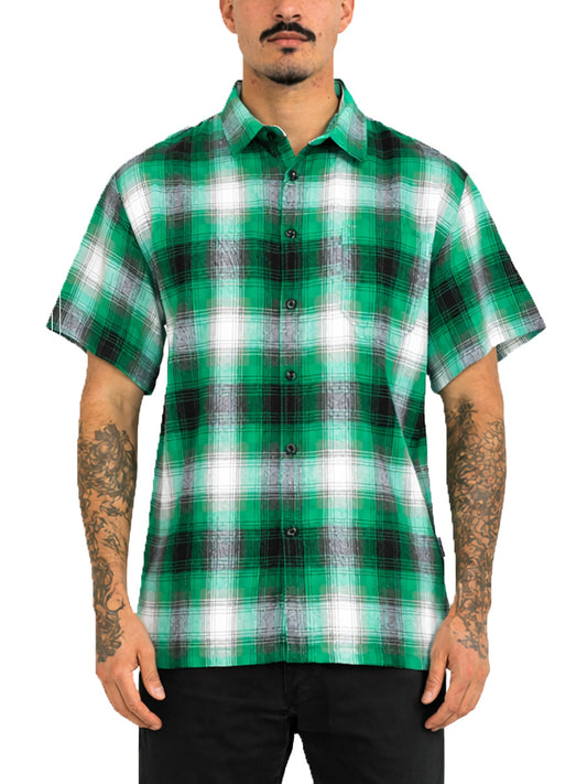 Mens Town Checker Short Sleeve Flannel Shirt