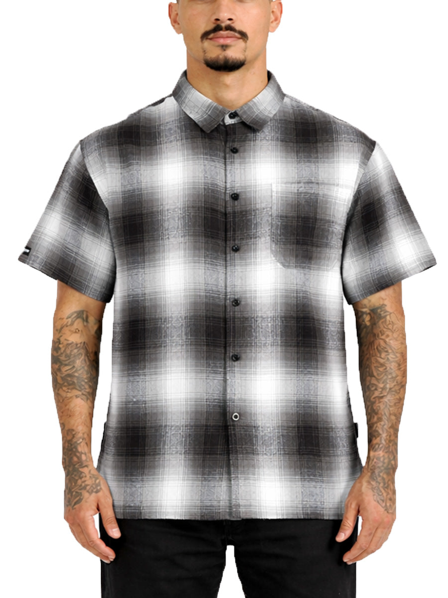 Mens Town Checker Short Sleeve Flannel Shirt