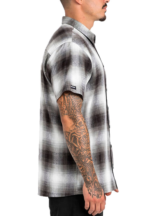 Mens Town Checker Short Sleeve Flannel Shirt