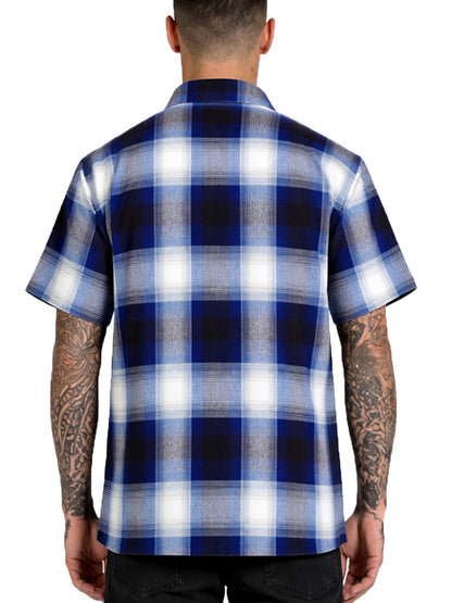 Mens Town Checker Short Sleeve Flannel Shirt