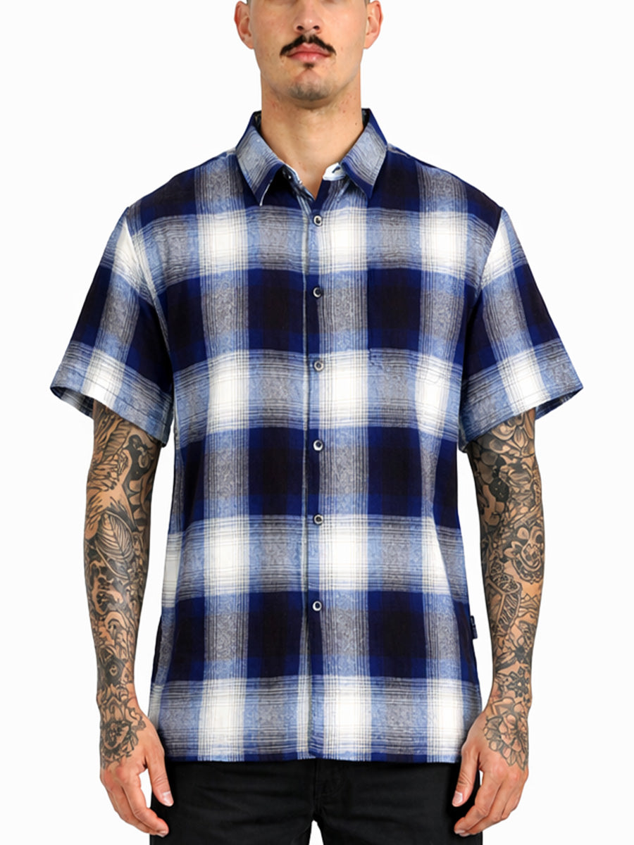 Mens Town Checker Short Sleeve Flannel Shirt