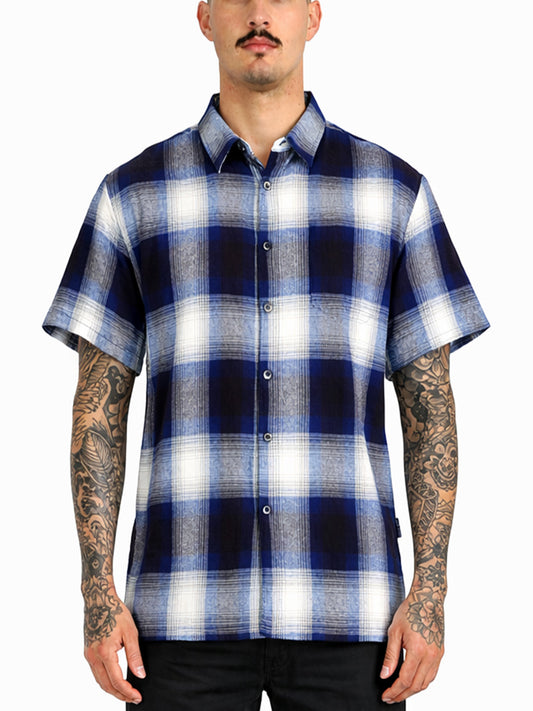 Mens Town Checker Short Sleeve Flannel Shirt
