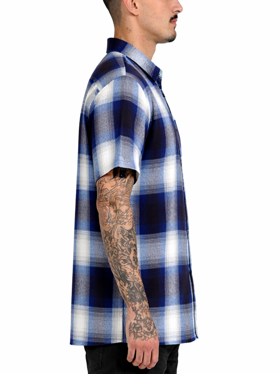Mens Town Checker Short Sleeve Flannel Shirt