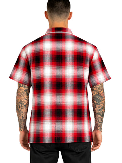 Mens Town Checker Short Sleeve Flannel Shirt