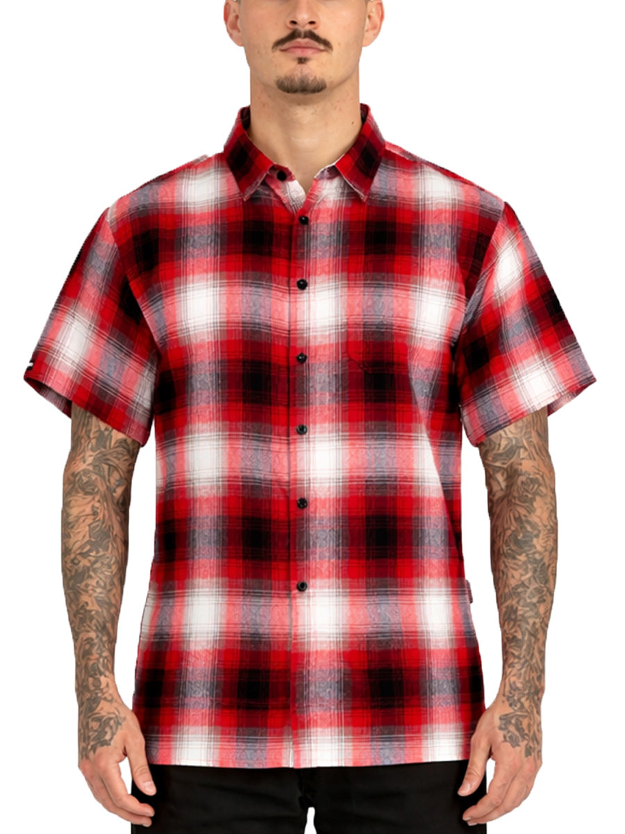 Mens Town Checker Short Sleeve Flannel Shirt