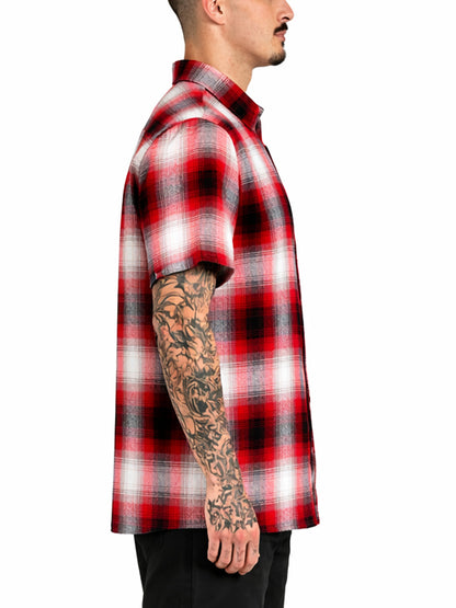 Mens Town Checker Short Sleeve Flannel Shirt