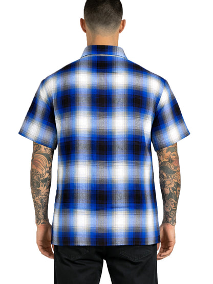 Mens Town Checker Short Sleeve Flannel Shirt
