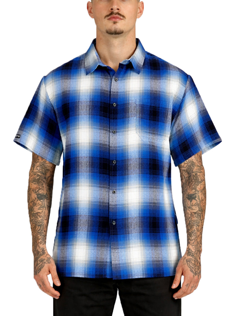 Mens Town Checker Short Sleeve Flannel Shirt