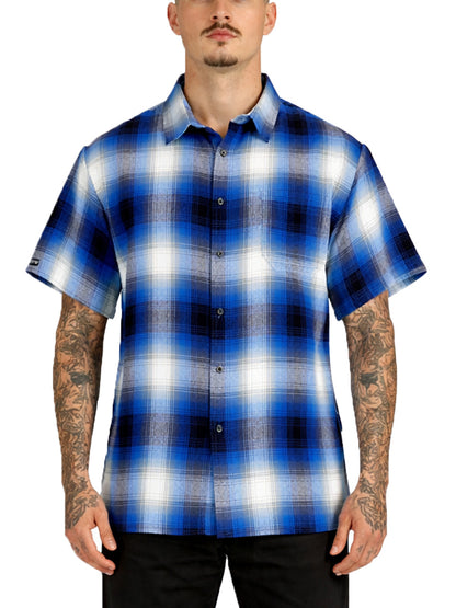 Mens Town Checker Short Sleeve Flannel Shirt