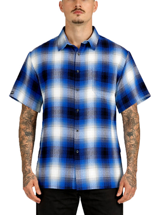 Mens Town Checker Short Sleeve Flannel Shirt