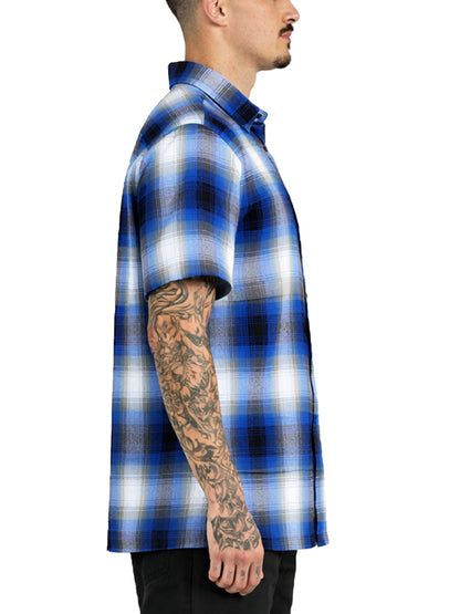 Mens Town Checker Short Sleeve Flannel Shirt