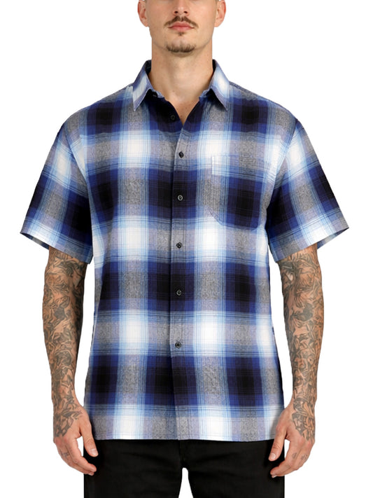 Mens Town Checker Short Sleeve Flannel Shirt