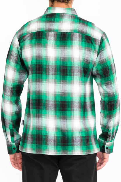 Mens Town Checker Long Sleeve Flannel Shirt