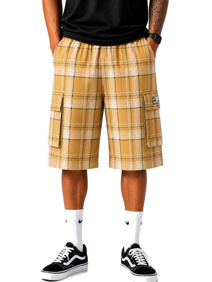 Baggy Checkered Cargo Shorts