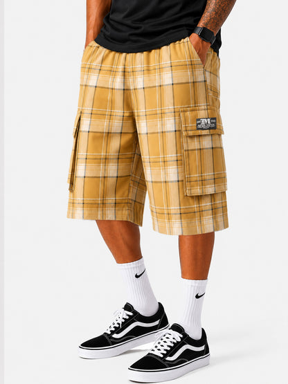 Baggy Checkered Cargo Shorts