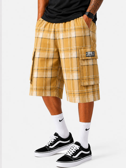 Baggy Checkered Cargo Shorts