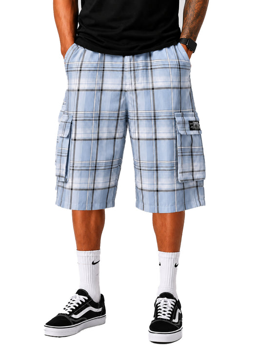 Baggy Checkered Cargo Shorts