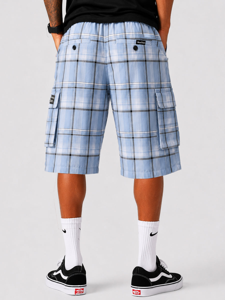 Baggy Checkered Cargo Shorts