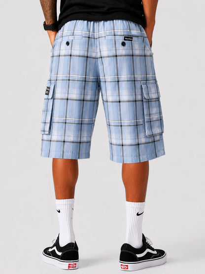 Baggy Checkered Cargo Shorts