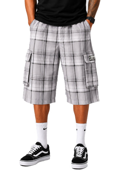 Baggy Checkered Cargo Shorts