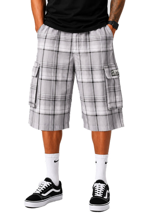 Baggy Checkered Cargo Shorts