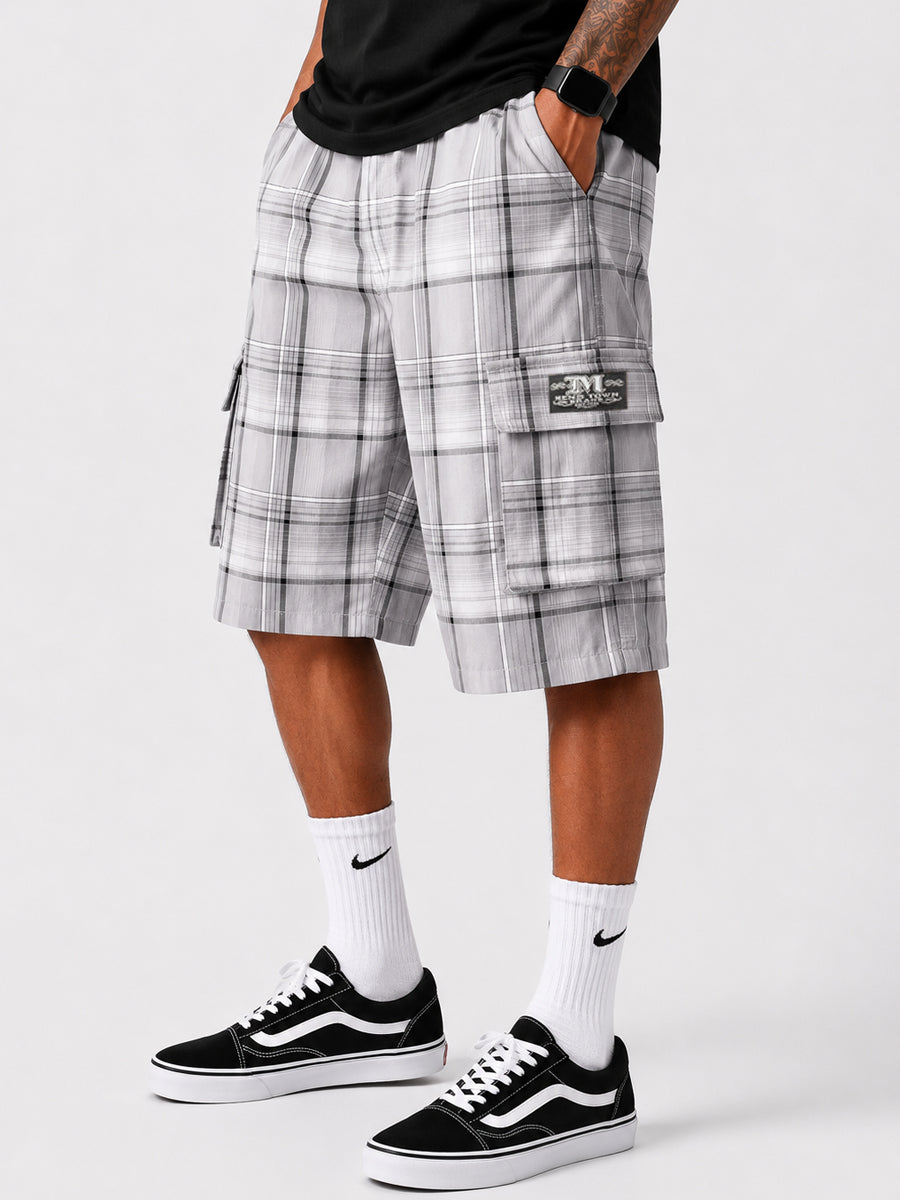 Baggy Checkered Cargo Shorts