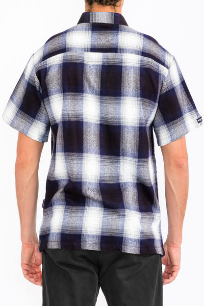 Mens Town Checker Short Sleeve Flannel Shirt