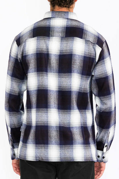 Mens Town Checker Long Sleeve Flannel Shirt