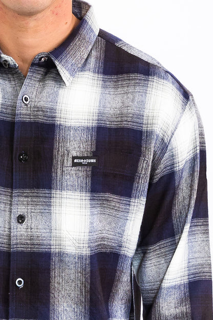 Mens Town Checker Long Sleeve Flannel Shirt