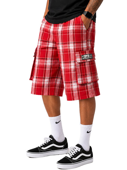 Baggy Checkered Cargo Shorts