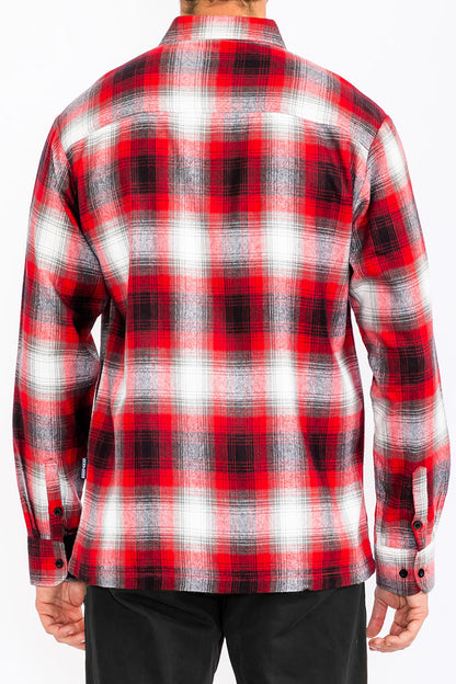 Mens Town Checker Long Sleeve Flannel Shirt