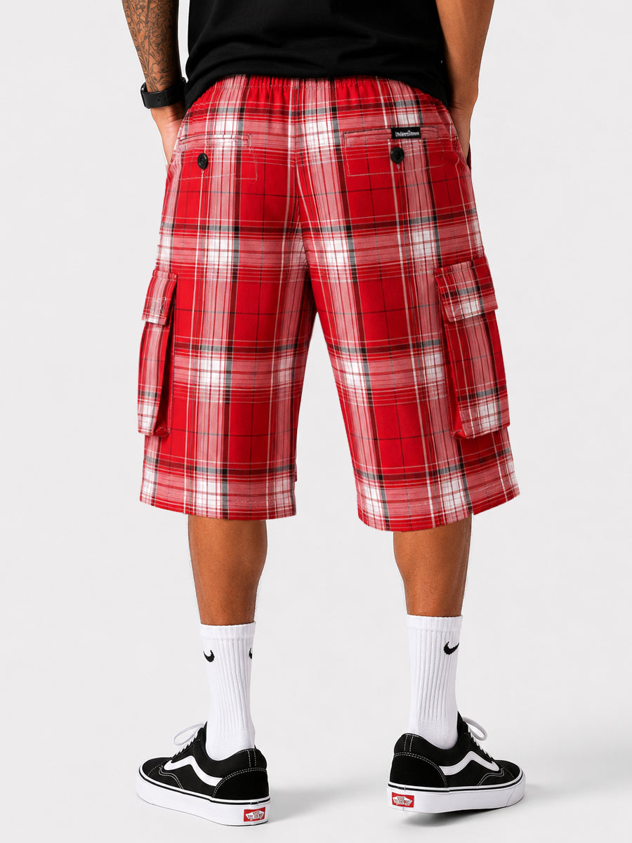 Baggy Checkered Cargo Shorts
