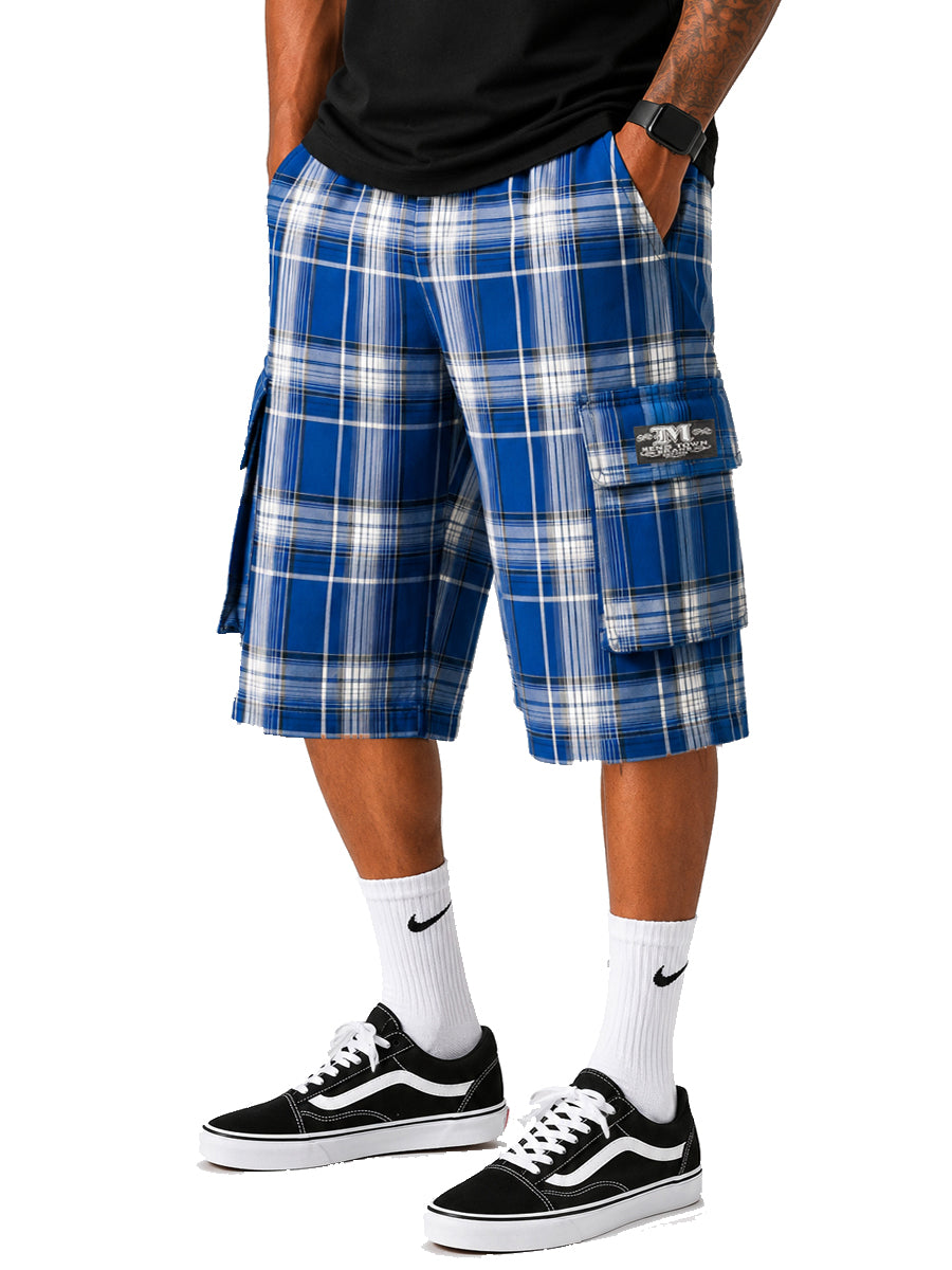 Baggy Checkered Cargo Shorts