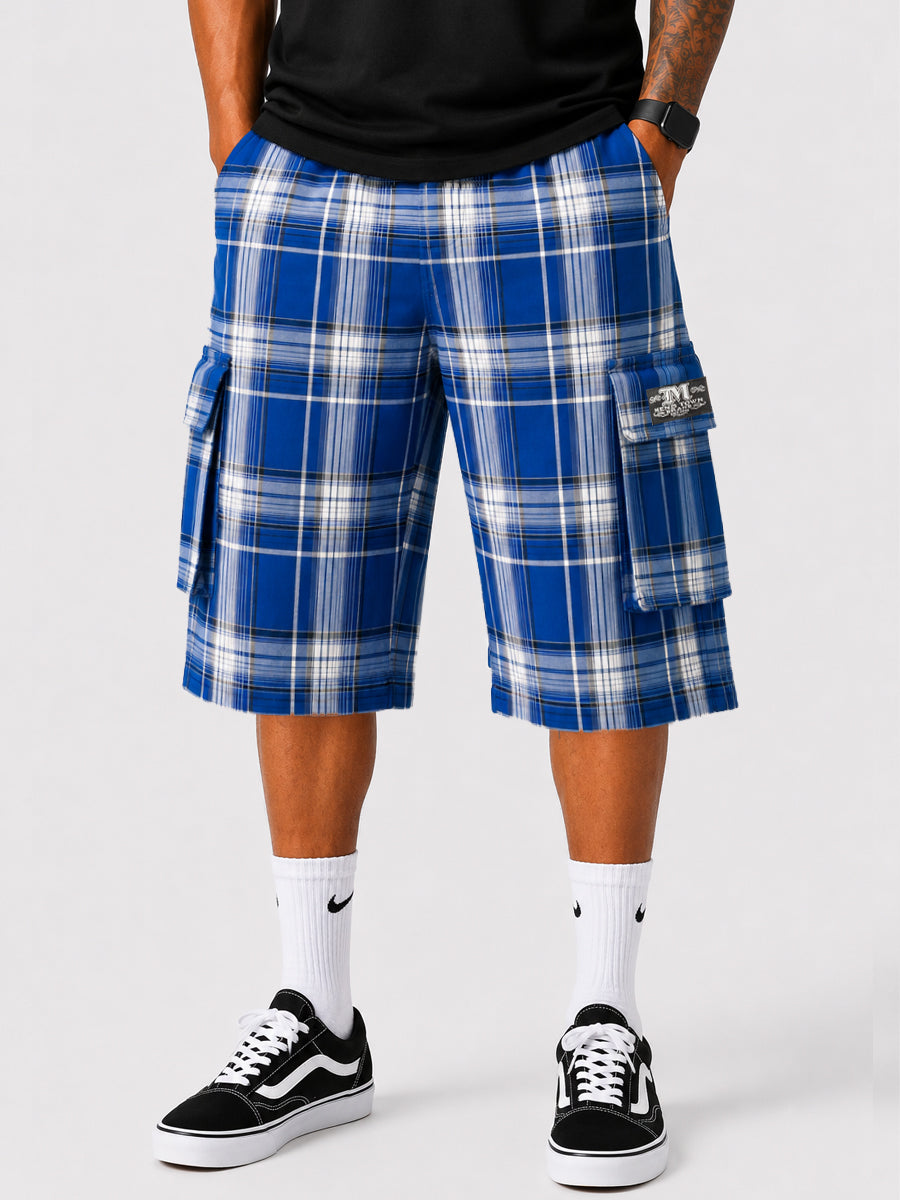 Baggy Checkered Cargo Shorts