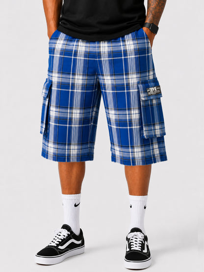 Baggy Checkered Cargo Shorts