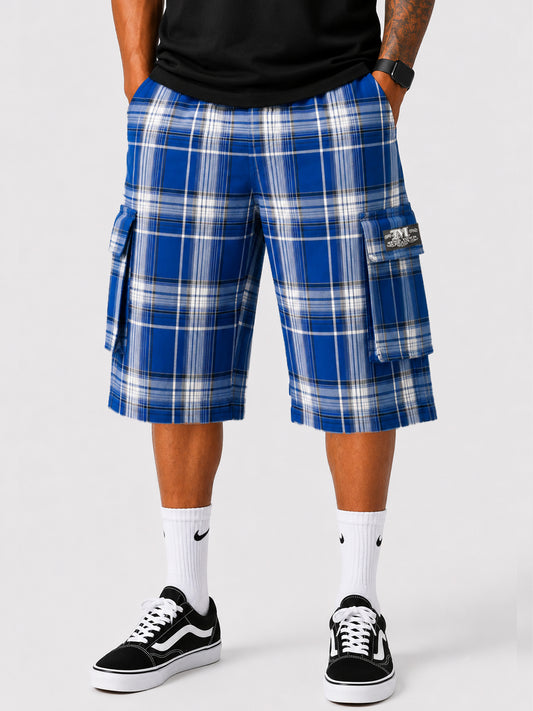 Baggy Checkered Cargo Shorts