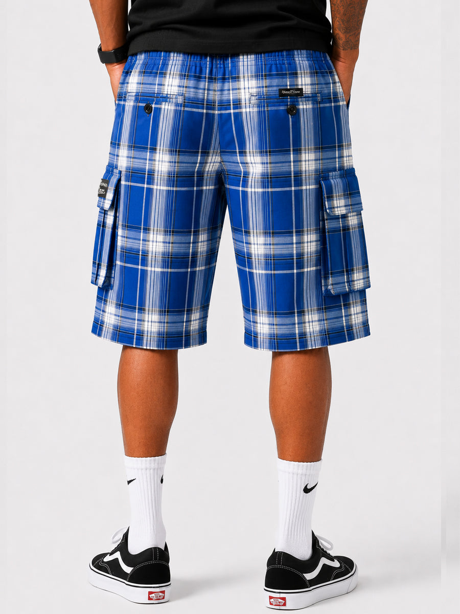 Baggy Checkered Cargo Shorts