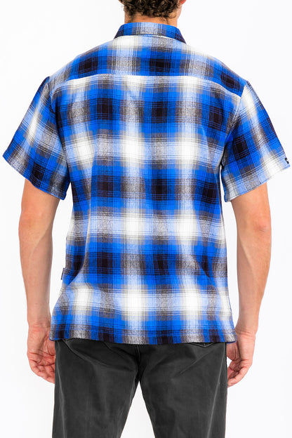 Mens Town Checker Short Sleeve Flannel Shirt