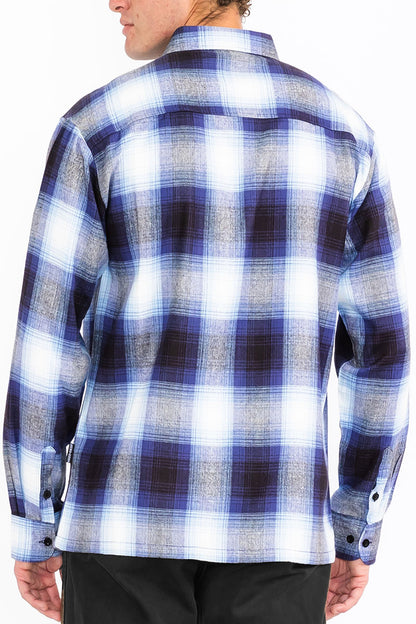 Mens Town Checker Long Sleeve Flannel Shirt